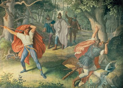 Hagen Killing Siegfried at Fountain by Julius Schnorr von Carolsfeld