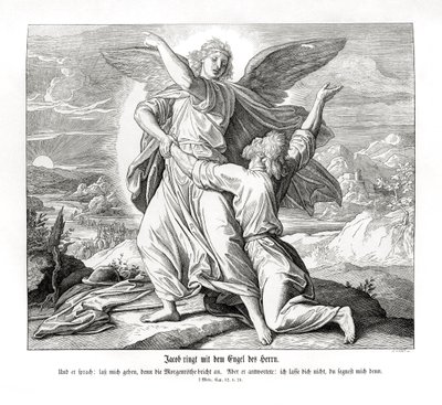 Jacob Wrestling with the Angel, Genesis by Julius Schnorr von Carolsfeld