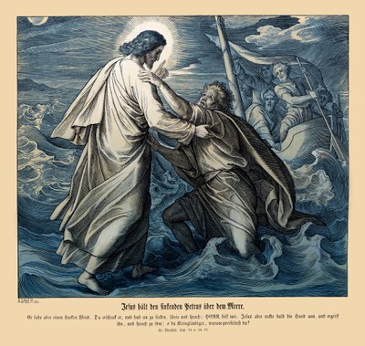 Jesus and Peter Walk on Water, Gospel of Matthew by Julius Schnorr von Carolsfeld