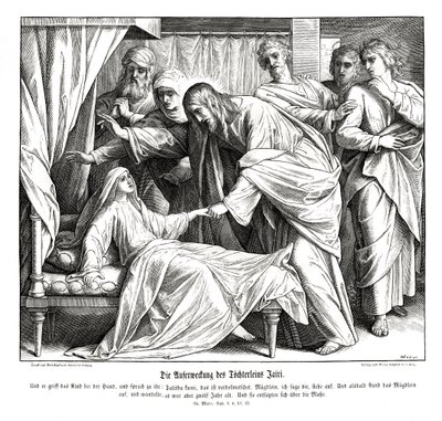 Jesus awakens the little girl, Gospel of Mark by Julius Schnorr von Carolsfeld