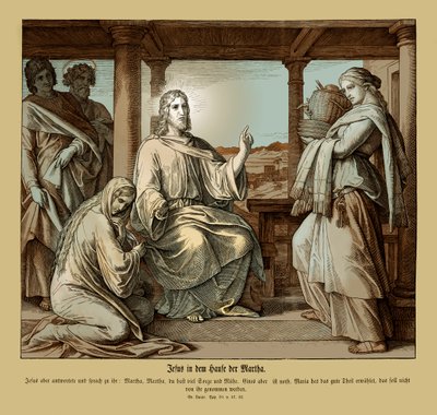 Jesus in the house of Martha, Gospel of Luke by Julius Schnorr von Carolsfeld