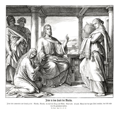 Jesus in the House of Martha, Gospel of Luke by Julius Schnorr von Carolsfeld