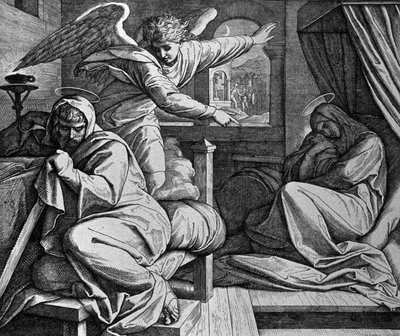Joseph is warned to flee to Egypt by Julius Schnorr von Carolsfeld