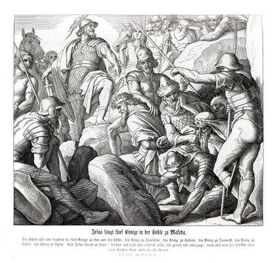 Joshua Captures Five Kings at Makkedah, Joshua by Julius Schnorr von Carolsfeld
