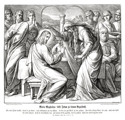 Mary Magdalene anoints Jesus, Gospel of Matthew by Julius Schnorr von Carolsfeld