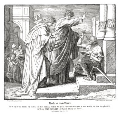 Miracle of the lame man, Acts of the Apostles by Julius Schnorr von Carolsfeld