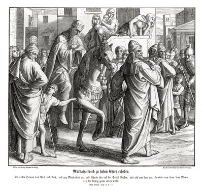 Mordecai Is Honoured by the King, Esther by Julius Schnorr von Carolsfeld