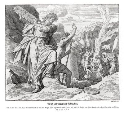 Moses breaks the commandment tablets, Exodus by Julius Schnorr von Carolsfeld