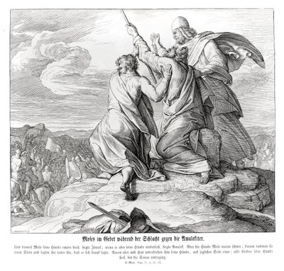 Moses Prays During the Battle with Amalek, Exodus by Julius Schnorr von Carolsfeld