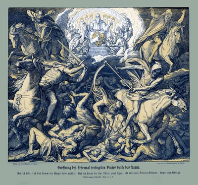 Opening of the first seal by the Lamb, Revelation by Julius Schnorr von Carolsfeld