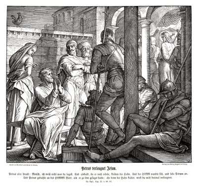 Peter denies Jesus, Gospel of Luke by Julius Schnorr von Carolsfeld