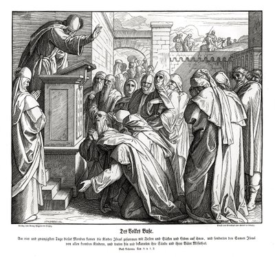 Repentance of the People, Nehemiah by Julius Schnorr von Carolsfeld