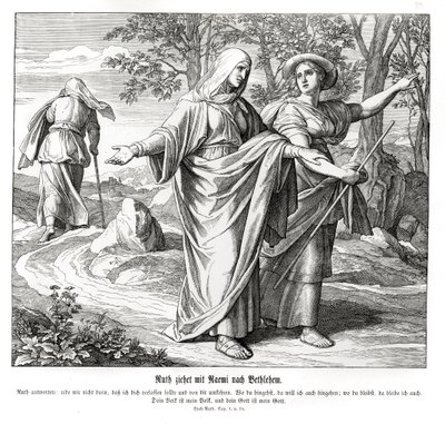 Ruth Goes with Naomi to Bethlehem, Ruth by Julius Schnorr von Carolsfeld