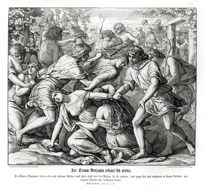 Sons of Benjamin and the daughters of Shiloh, Judges by Julius Schnorr von Carolsfeld