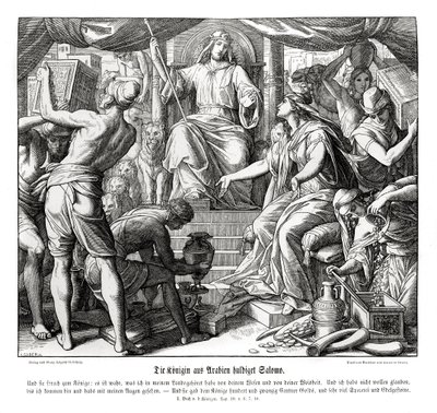 The Queen of Sheba honours King Solomon by Julius Schnorr von Carolsfeld