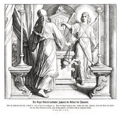 The angel Gabriel appears to Zacharias, Luke by Julius Schnorr von Carolsfeld