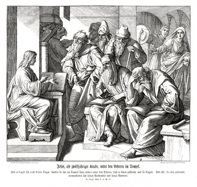 The child Jesus in the temple, Gospel of Luke by Julius Schnorr von Carolsfeld