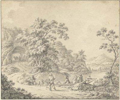 Landscape with a Boat in which a Shepherd with His Flock by Jurriaan Andriessen (attributed to)
