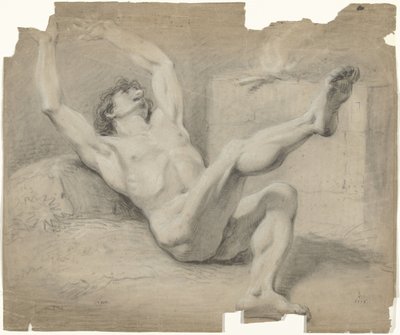 Reclining Male Nude, Arms Back and Right Leg Lifted by Jurriaan Andriessen (possibly)