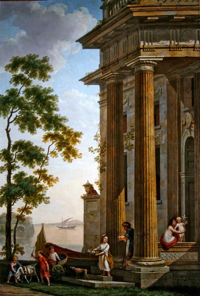 Arcadian landscape with a group of children by Jurriaan Andriessen