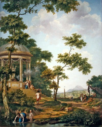 Arcadian landscape with a temple by Jurriaan Andriessen