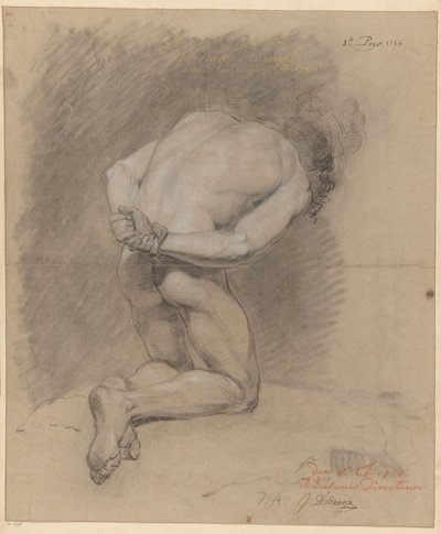 Kneeling Male Nude Seen from the Back (1st Prize 1766) by Jurriaan Andriessen