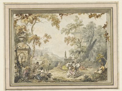 Design for a Room Painting: Idyllic-Arcadian Landscape with Classical Buildings by Jurriaan Andriessen