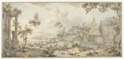 Design for a Room Painting with Southern Coastal Landscape and Pyramid by Jurriaan Andriessen