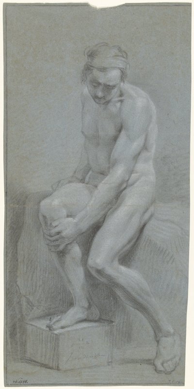 Seated Male Nude, Left Hand on Right Knee by Jurriaan Andriessen