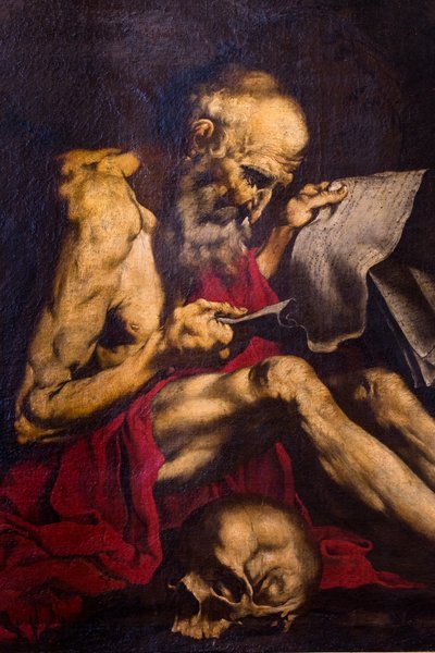 Saint Jerome Reading by Jusepe de (1591-1652) Ribera