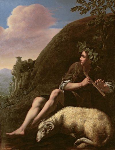 Pastoral, Shepherd and Sheep (post restoration) by Jusepe de (follower of) Ribera