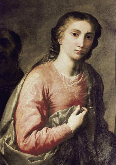 The Virgin (detail of the Holy Family with Saint Bruno of Cologne and other saints) by Jusepe de Ribera