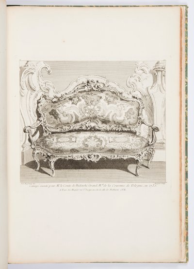Canapé Executed for Mr. le Comte de Bielinski Grand M.al de la Couronne de Pologne, en 1735.; Canapé Executed for le Comte de Bielinski in 1735, 4th Plate by Juste Aurèle Meissonnier