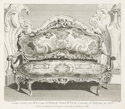 Sofa executed for Count Bielinski, Grand Marshal of the Crown of Poland, in 1735, 4th Plate by Juste Aurèle Meissonnier