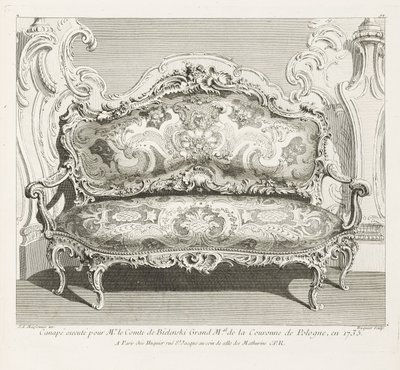 Sofa Executed for Count Bielinski in 1735, 4th Plate by Juste Aurèle Meissonnier