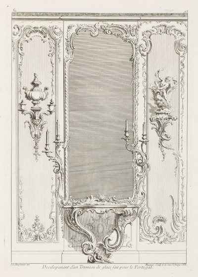 Development of a Mirror Trumeau Made for Portugal, 3rd Plate by Juste Aurèle Meissonnier