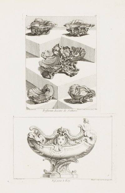 Various Designs for Salt Dishes, plate 63 in Oeuvre de Juste-Aurele by Juste Aurèle Meissonnier