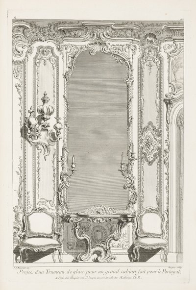 Project for a Mirror Trumeau for a Large Cabinet Made for Portugal, 2nd Plate by Juste Aurèle Meissonnier