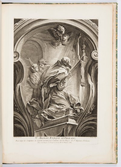 St. Aignan Bishop of Orleans, Plate 111, in Works by Juste-Aurèle Meissonnier by Juste Aurèle Meissonnier