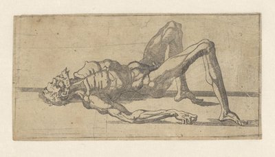 Naked Man Lying on His Back by Juste de Juste (attributed to)
