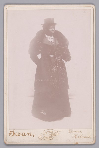 Cabinet Card of an Unidentified Woman Wearing a Top Hat and a Fur Stole by Justus C. Swan