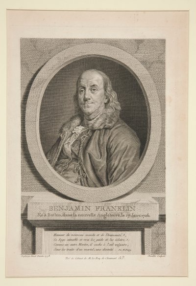 Benjamin Franklin, born in Boston, New England, January 17, 1706 by Justus Chevillet