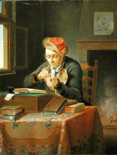 A Scholar sharpening his Quill by Justus Juncker