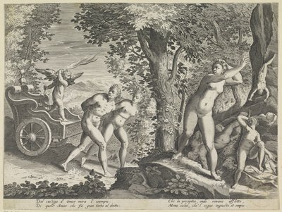 Nudes Driven by Amor by Justus Sadeler (attributed to)