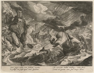 Jonah Thrown into the Stormy Sea by Justus Sadeler after Paul Bril