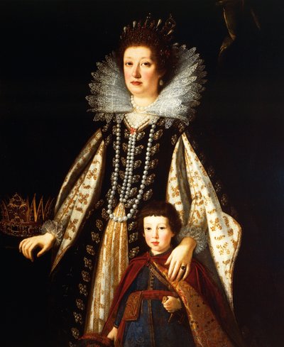 Portrait of Archduchess Maria Maddalena of Austria with her son Ferdinand II by Justus Sustermans