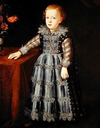 Portrait of a Child Standing by a Table by Justus Sustermans
