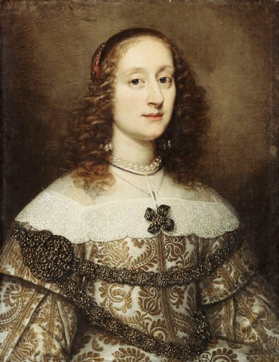 Portrait of a Lady, Half-length, Wearing a Gold Embroidered Gown by Justus Sustermans