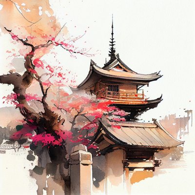 Cherry Blossom Pagoda by Justyna Jaszke