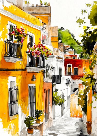 Colorful Mediterranean Alley by Justyna Jaszke